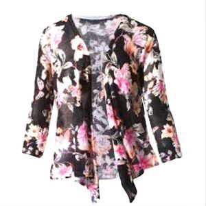 EC CHICO'S BUTTERFLY GARDEN OPEN CARDIGAN SZ S